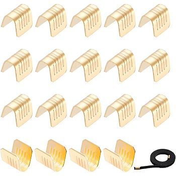 CHGCRAFT 20Pcs Brass Folding Crimp Ends Caps, for Belt Terminal Clips, Golden, 6.5x7mm, Inner Diameter: 4mm