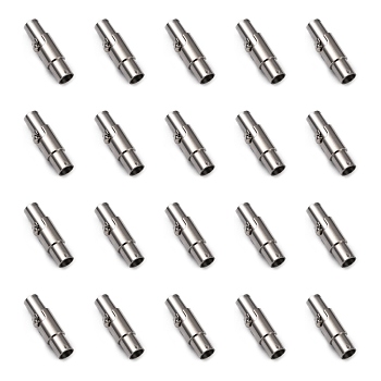304 Stainless Steel Locking Tube Magnetic Clasps, Column, Stainless Steel Color, 16.5x5mm, Hole: 3mm