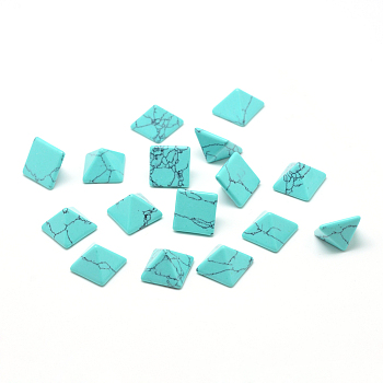 Dyed Synthetic Turquoise Gemstone Cabochons, Pyramid, 14x14x10mm