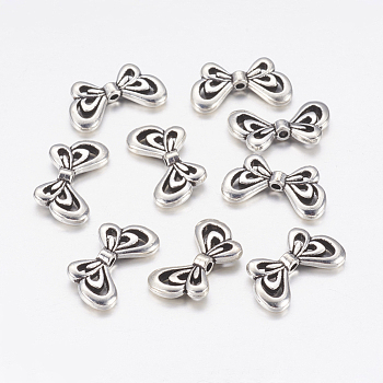 Tibetan Style Alloy Beads, Cadmium Free & Lead Free & Nickel Free, Butterfly, Antique Silver, 17x10x2.5mm, Hole: 1.5mm