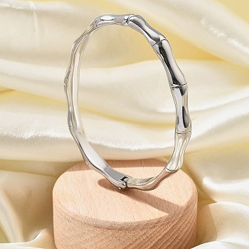 304 Stainless Steel Hinged Bangles for Women, Boom Stick, Stainless Steel Color, Inner Diameter: 2-3/8x1-7/8 inch(5.9x4.65cm)