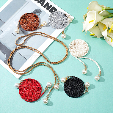 6Pcs 6 Colors Imitation Leather Braided Chain Belts with Imitation Pearl(AJEW-CP0001-81)-5