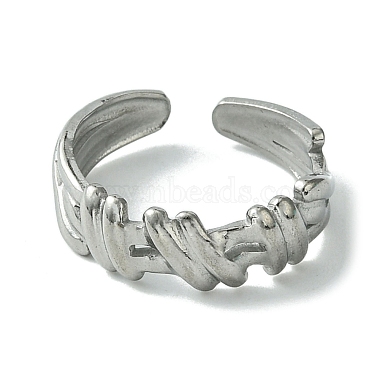 304 Stainless Steel Open Cuff Ring(RJEW-L110-020P)-2