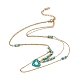Enamel Charms Double Layer Necklace with Synthetic Turquoise Beaded(NJEW-P269-20A-G)-1
