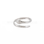 Non-Tarnish 304 Stainless Steel Snake Open Cuff Ring for Women, Stainless Steel Color, US Size 6 3/4(17.1mm)(RJEW-S405-179P)