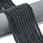 Frosted Natural Obsidian Beads Strands, Rondelle, 6x2mm, Hole: 1mm, about 150~160pcs/strand, 14.57~14.96''(37~38cm)(G-K389-C44-01)