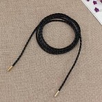 1Pc Imitation Leather Braided Chain Belt, Alloy Column Beaded Waist Belt for Shirt Dress Overcoat, Golden, Black, 1600x5mm(AJEW-CL0001-56A)