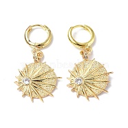 Clear Cubic Zirconia Umbrella Dangle Hoop Earrings, Rack Plating Brass Jewelry for Women, Golden, 36mm, Pin: 0.9mm(EJEW-B017-05G)