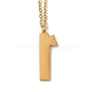 304 Stainless Steel Pendant Necklaces, Letter, Letter L, 15.75 inch(40cm), Pendant: 23.5x8x1.5mm(NJEW-H036-02G-L)