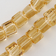Glass Bead Strands, Faceted, Cube, Sandy Brown, 7~8x7~8x7~8mm, Hole: 1mm, about 72pcs/strand, 21.6 inch(X-GLAA-R041-8x8mm-16)