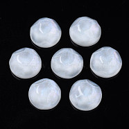 Transparent Resin Cabochons, Water Ripple Cabochons, with Glitter Powder, Half Round, Creamy White, 17.5x7.5~8mm(CRES-N031-005A-D02)