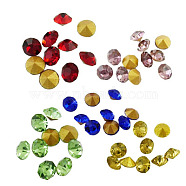 Glass Pointed Back Rhinestone, Faceted Diamond, Back Plated, Mixed Color, 2x2mm, about 1440pcs/bag(RGLA-CR2mm)