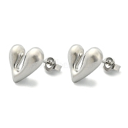 Rack Plating Brass Heart Stud Earrings for Women, Lead Free & Cadmium Free, Platinum, 11.5x12mm(EJEW-Q780-11P)