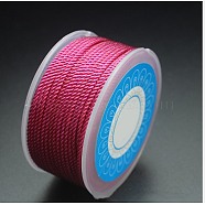 Round Nylon Cords, Milan Cords/Twisted Cords, Hot Pink, 2.5mm, about 10.93 yards(10m)/roll(OCOR-E022-B-27)