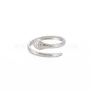 304 Stainless Steel Snake Open Cuff Ring for Women, Stainless Steel Color, US Size 6 3/4(17.1mm)(RJEW-S405-179P)