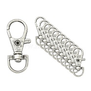 Alloy Swivel Lobster Claw Clasps, Swivel Snap Hook, Antique Silver, 35x13mm, Hole: 8.5mm(TIBE-YW0001-54AS)