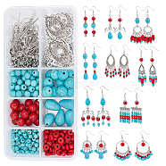 DIY Dangle Earring Making Kits, Including Synthetical Turquoise & Howlite Beads, Alloy Links & Pendants, Iron Eye Pin, Brass Bead Caps, Antique Silver & Platinum, 515pcs/box(DIY-SC0014-14)