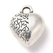 Tibetan Style Alloy Charms, Heart Charm, Antique Silver, 12x9.5x5mm, Hole: 1.6mm, about 316pcs/500g(PALLOY-P293-060AS)