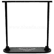 Wooden Crystal Display Shelf, Black Oval Crystal Holder Stand, Rustic Divination Pendulum Storage Rack, Witch Stuff, Easy to Assemble, Owl, 42~288x27.6~80x7mm(DJEW-WH0048-017)