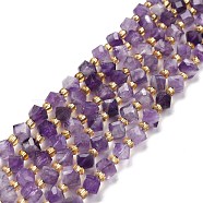 Natural Chevron Amethyst Beads Strands, with Seed Beads, Faceted, Diagonal Cube Beads, 5~6x5~6x4~5mm, Hole: 1mm, about 49~55pcs/strand, 15.35''~15.75''(39~40cm)(G-P463-13)