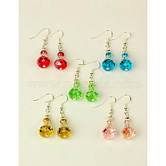 Dangle Glass Earrings, with Brass Earring Hooks, Mixed Color, 43mm(EJEW-JE00779)