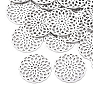 Tarnish Resistant 201 Stainless Steel Filigree Joiners Links, Laser Cut Links, Flat Round, Stainless Steel Color, 20x1mm(STAS-T044-18P)