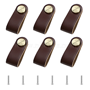 Leather Handle, Jewelry Box Accessories, with Aluminum Screws, Coconut Brown, 140x25x11mm, Hole: 6mm(DIY-WH0182-20G)