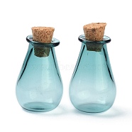 Glass Cork Bottles Ornament, Glass Empty Wishing Bottles, DIY Vials for Pendant Decorations, Dark Cyan, 15.5x28mm(AJEW-O032-02E)