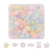 Transparent Acrylic Beads, Frosted, Bead in Bead, Candy & Flower & Star & Rabbit, Mixed Color, Mixed Color, 14x15x8.5mm, Hole: 2mm, ahout 70g/box(TACR-FS0001-01)