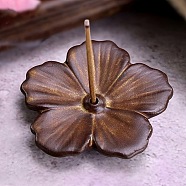 Flower Ceramic Incense Burners Holder, Aromatherapy Furnace Home Decor, Coconut Brown, 56x8mm(PW-WGB60B3-01)