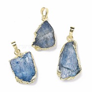 Natural Kyanite Pendants, with Eco-Friendly Brass, Lead Free & Cadmium Free, Golden, 23.5~35x15.5~18.5x4.5~8.5mm, Hole: 7X4.5mm(G-K324-08G)