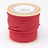 Braided Polyester Cords, Round, Red, 3mm, about 8.74 yards(8m)/roll(OCOR-D005-25)