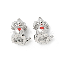 304 Stainless Steel Enamel Pendants, Dog Charms, Stainless Steel Color, 15x11.5x9mm, Hole: 1.6mm(STAS-Z122-20P)