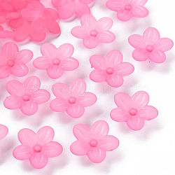 Frosted Acrylic Bead Caps, 5-Petal, Flower, Hot Pink, 19.5x20x5.5mm, Hole: 1.6mm, about 740pcs/500g(MACR-S371-08A-704)