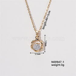 Chic Minimalist Flower Brass Micro Pave Cubic Zirconia Pendant Necklaces, Cable Chains Necklaces for Women, 15.75 inch(400mm)(LU0770-1)