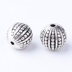 Tibetan Style Alloy Beads, Round, Cadmium Free & Lead Free, Antique Silver, 10.5~11x10mm, Hole: 1.5mm(X-TIBE-Q063-102AS-RS)