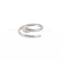 Non-Tarnish 304 Stainless Steel Snake Open Cuff Ring for Women, Stainless Steel Color, US Size 6 3/4(17.1mm)(RJEW-S405-179P)