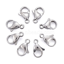 304 Stainless Steel Lobster Claw Clasps, Parrot Trigger Clasps, Manual Polishing, Size: about 7mm wide, 11mm long, 3.5mm thick, hole: 1.2mm(X-STAS-AB11)
