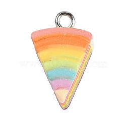 Resin Pendants, with Platinum Iron Loop, Cake, Colorful, 18.5x1.2x8mm, Hole: 2mm(RESI-R458-01)