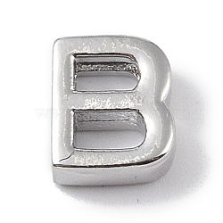 Brass Pendants, Letter Charms, Platinum, Letter B, 8.5x7x3mm, Hole: 1.5mm(KK-P266-05P-B)