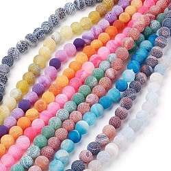 Natural Crackle Agate Beads Strands, Dyed, Round, Grade A, Mixed Color, 10mm, Hole: 1mm, about 39pcs/strand, 14.9 inch(G-G055-10mm-M)