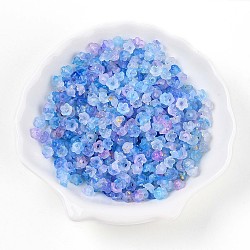 Frosted Transparent Acrylic Beads, Flower, with Gold Foil , Cornflower Blue, 5.5~6x3mm, Hole: 1.5mm(OACR-N137-72K)