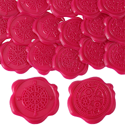 50Pcs 2 Styles Adhesive Wax Seal Stickers, Envelope Seal Decoration, For Craft Scrapbook DIY Gift, Compass & Clock, 30~30.8mm, 25pcs/style(DIY-CP0010-26B)