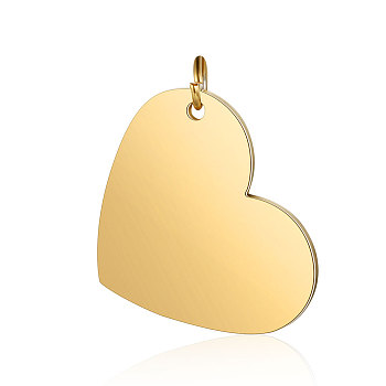 201 Stainless Steel Stamping Blank Tag Pendants, Manual Polishing, Heart, Golden, 19.5x25x1mm, Hole: 3.5mm