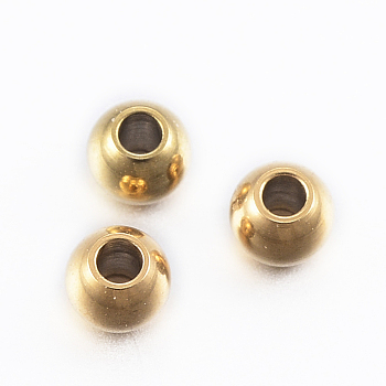 Ion Plating(IP) 304 Stainless Steel Beads, Round, Golden, 3x2.5mm, Hole: 1.1mm