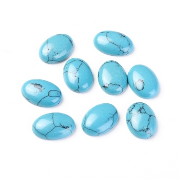 Synthetic Turquoise Cabochons, Dyed, Oval, Sky Blue, 14x10x4mm