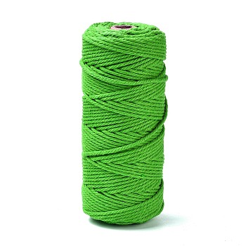 Cotton String Threads, for DIY Crafts, Gift Wrapping and Jewelry Making, Spring Green, 3mm, about 109.36 Yards(100m)/Roll