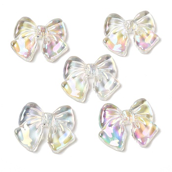 UV Plating Transparent Acrylic Beads, Bowknot, Clear, 27.5x37.5x4mm, Hole: 1.8mm