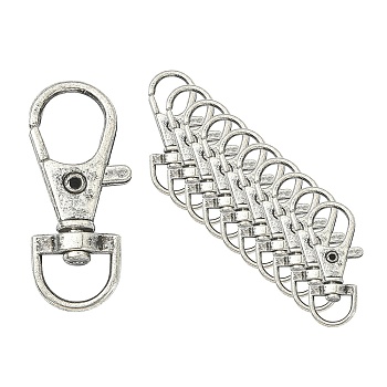Alloy Swivel Lobster Claw Clasps, Swivel Snap Hook, Antique Silver, 35x13mm, Hole: 8.5mm