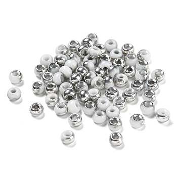 Glass Seed Beads, AB Color, Rondelle, Light Grey, 4x3mm, Hole: 1.2mm,  20g/bag